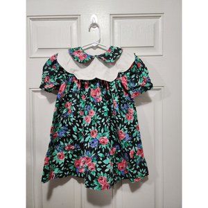 Vtg Girls Dress Floral Size 4 Little Grown Ups Double Collared Easter Spring